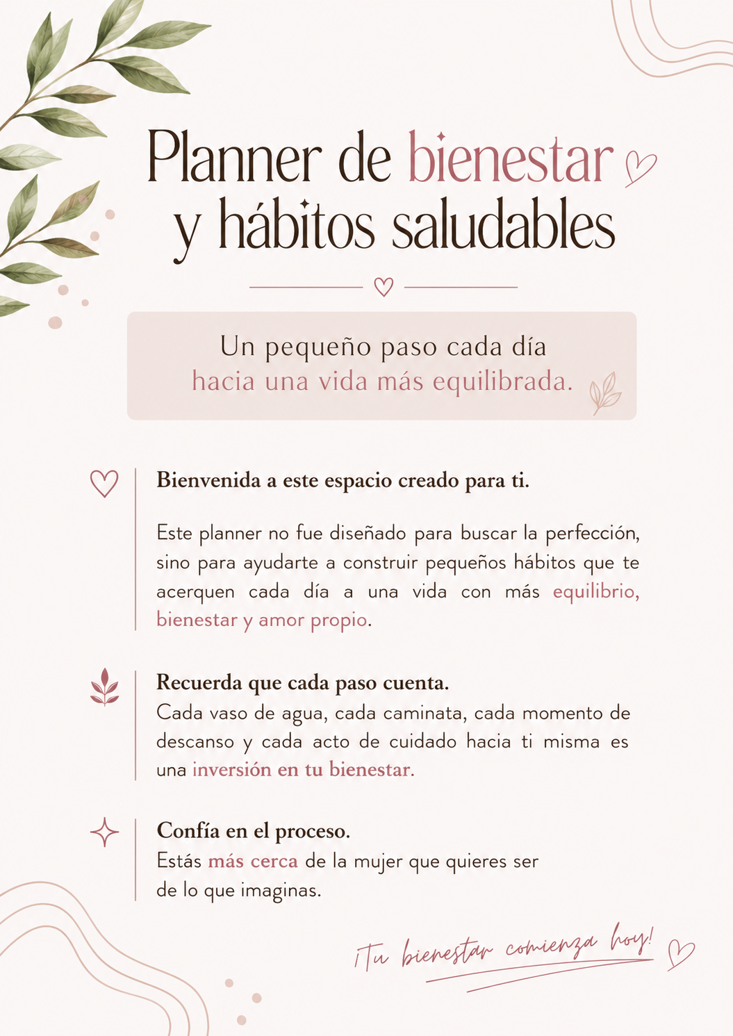 Planner de Bienestar y Hábitos Saludables
